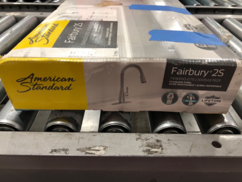 Photo 7 of AMERICAN STANDARD Fairbury 2S Single-Handle Pull-Down Sprayer Kitchen Faucet in Stainless Steel. OPEN BOX. PRIOR USE.
