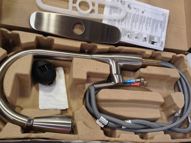 Photo 2 of AMERICAN STANDARD Fairbury 2S Single-Handle Pull-Down Sprayer Kitchen Faucet in Stainless Steel. OPEN BOX. 
