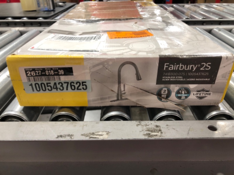 Photo 4 of AMERICAN STANDARD Fairbury 2S Single-Handle Pull-Down Sprayer Kitchen Faucet in Stainless Steel. OPEN BOX. 
