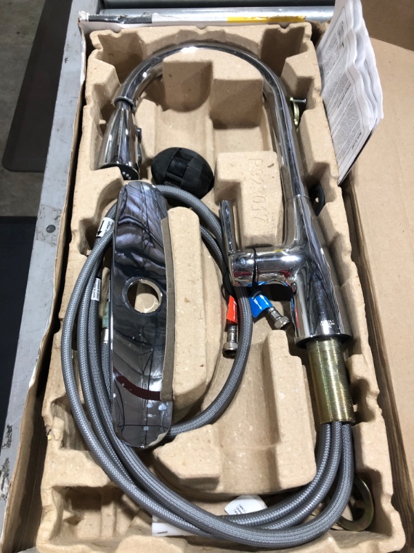 Photo 1 of AMERICAN STANDARD Fairbury 2S Single-Handle Pull-Down Sprayer Kitchen Faucet in Polished Chrome. OPEN BOX. PRIOR USE.
