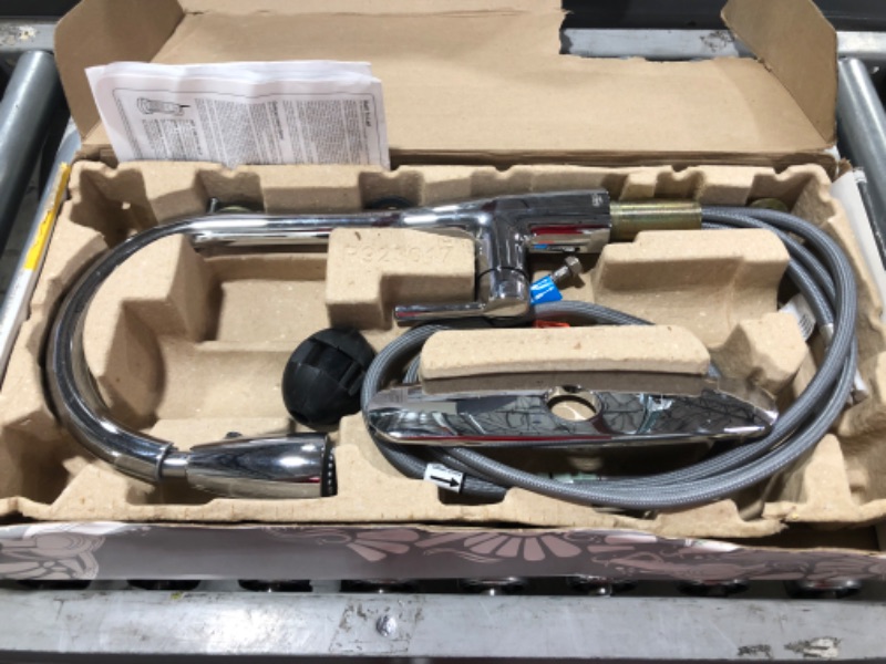 Photo 1 of AMERICAN STANDARD Fairbury 2S Single-Handle Pull-Down Sprayer Kitchen Faucet in Polished Chrome. OPEN BOX. PRIOR USE.
