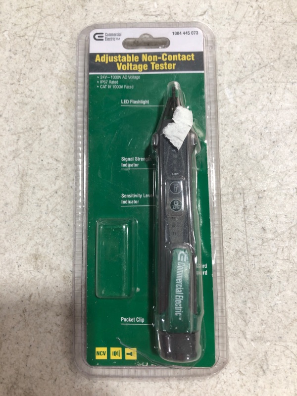 Photo 3 of COMMERCIAL ELECTRIC Non-Contact AC Voltage Detector with Adjustable Sensitive. OPEN PACKAGE. MISSING BATTERIES.
