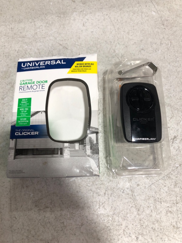 Photo 3 of CHAMBERLAIN Universal Clicker Black Garage Door Remote Control. OPEN PACKAGE. 
