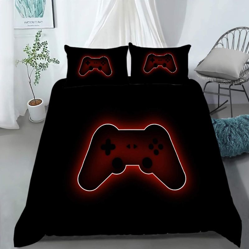 Photo 1 of AILONEN Gamer Bedding Sets for Boys, Gaming Duvet Cover Set Twin Size,Boys Video Games Comforter Cover,Playstation Designs Bed Set for Teen Boys Bedroom,Gamepad Controller,3 Piece with 2 Pillow Shams
