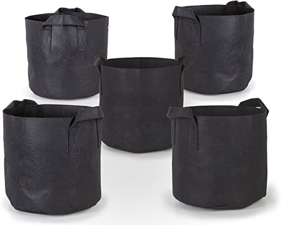 Photo 1 of 247Garden 5-Pack 2-Gallon Aeration Fabric Pot/Plant Grow Bag w/Handles (260 GSM, Black, 7.5H x 8.5D). NEW IN PACKAGE.
