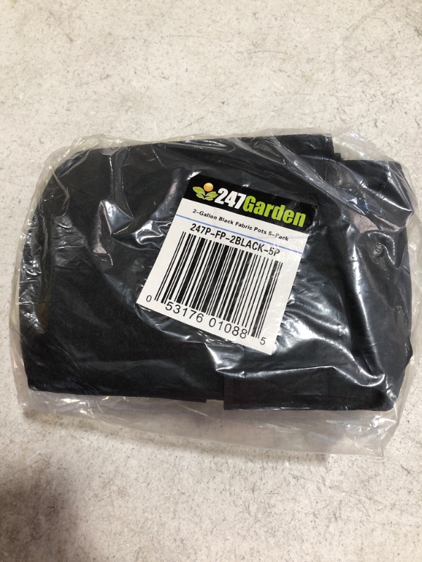 Photo 1 of 247Garden 5-Pack 2-Gallon Aeration Fabric Pot/Plant Grow Bag w/Handles (260 GSM, Black, 7.5H x 8.5D). NEW IN PACKAGE.
