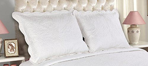 Photo 1 of All for You 2-Piece Embroidered Pillow Shams-King Size-white Color (king, White)-(20"X 36"+2" Flange)
