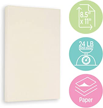 Photo 3 of JAM PAPER Strathmore 24lb Paper - 90 gsm - 8.5 x 11 - Ivory Wove - 100 Sheets/Pack
