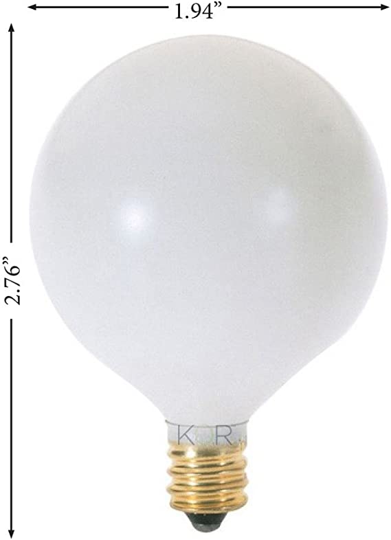 Photo 2 of (Pack of 10) G16.5 White Finsh Decorative (E12) Candelabra Base Globe Shape Incandescent 120V G16 1/2 Light Bulbs (40)
