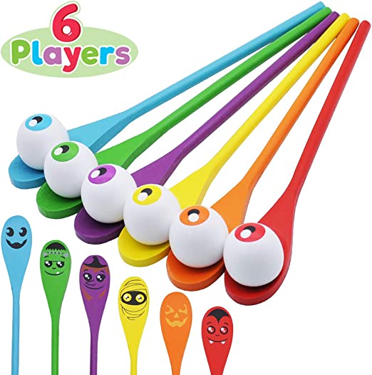 Photo 1 of JOYIN Halloween Egg and Spoon Race Game Set; 6 Eyeballs and Spoons with Assorted Colors for Kids and Adults Halloween Outdoor Fun Games, Party Favor Supplies, Classroom Activities
