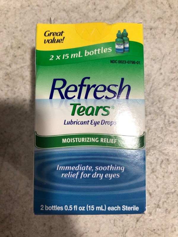 Photo 1 of Refresh Tears Lubricant Eye Drops, 0.5 Fl Oz (2 Count)
