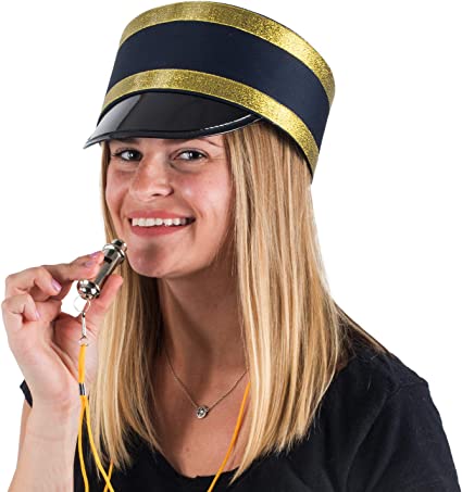 Photo 2 of Tigerdoe Conductor Hat - Train Engineer Costume - Hat and Whistle - Costume Hats for Adults – Railroad Party - 2 Pc Set
