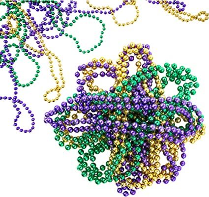 Photo 2 of FAVONIR Mardi Gras Assorted Beaded Necklace 12 Pack Of Metallic Round Multi Colors Costume Necklace Accessory 33 Inch 7 mm– For Events And Party Favor Novelty
