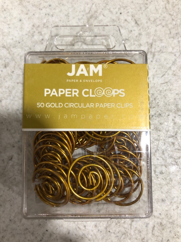 Photo 3 of JAM PAPER Circular Paper Clips - Round Paperclips - Gold - 50/Pack
