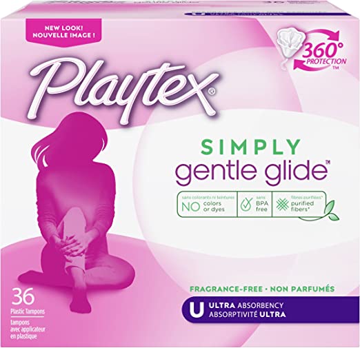 Photo 1 of Playtex Simply Gentle Glide Unscented Tampons, Ultra Absorbency, 36 Count (Pack of 1) (Packaging May Vary)
