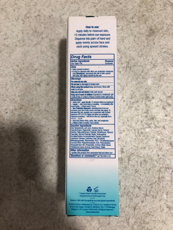 Photo 1 of COOLA Organic Sun Silk Creme and Face Moisturizer with SPF 30, Dermatologist Tested Mineral Sunscreen with Plant-Derived BlueScreen Digital De-Stress Technology, 1.5 Fl Oz
