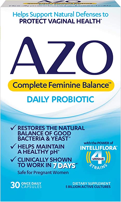 Photo 1 of AZO Complete Feminine Balance Daily Probiotics for Women, Clinically Proven to Help Protect Vaginal Health, Helps balance pH and yeast, 30 Count. 12/2023.
