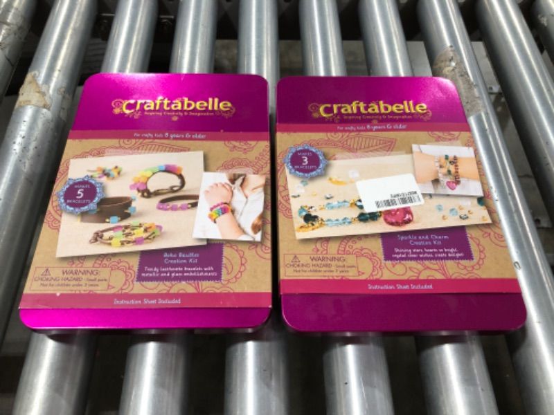 Photo 3 of LOT OF 2 Craftabelle – Sparkle and Charm Creation Kit – Bracelet Making Kit – 141pc Jewelry Set with Crystal Beads – DIY Jewelry Sets for Kids Aged 8 Years +
