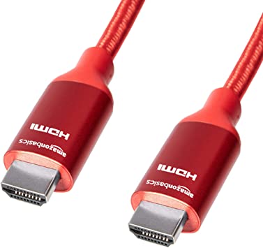 Photo 1 of Amazon Basics 10.2 Gbps High-Speed 4K HDMI Cable with Braided Cord, 10-Foot, Red
