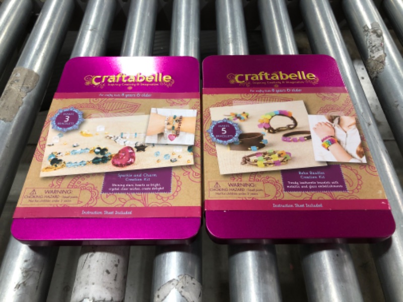 Photo 3 of LOT OF 2 Craftabelle – Sparkle and Charm Creation Kit – Bracelet Making Kit – 141pc Jewelry Set with Crystal Beads – DIY Jewelry Sets for Kids Aged 8 Years +
