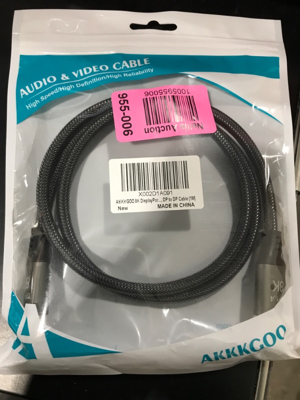Photo 2 of AKKKGOO 8K DisplayPort Cable 3.3ft Ultra HD DisplayPort 1.4 Male to Male Nylon Braided Cable, 7680x4320 Resolution, 8K@60Hz, 4K@144Hz, 32.4Gbps, HDP, HDCP for PC, Laptop, HDTV, DP to DP Cable (1M)
