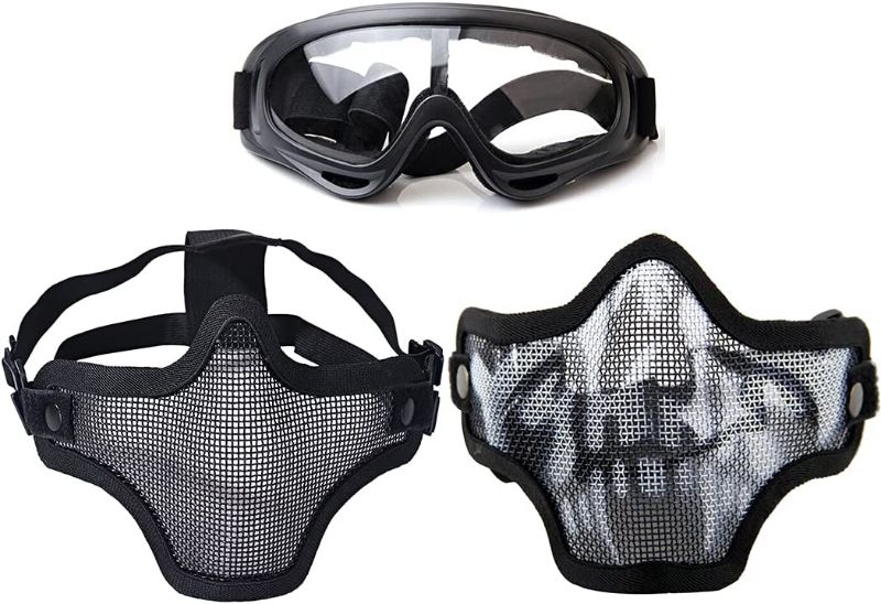 Photo 1 of JUSTDOLIFE Airsoft Mask, Tactical Goggles Skull Pattern Universal Mesh Mask Convenient Safe Goggle Mask for Outdoor, Games, Home
