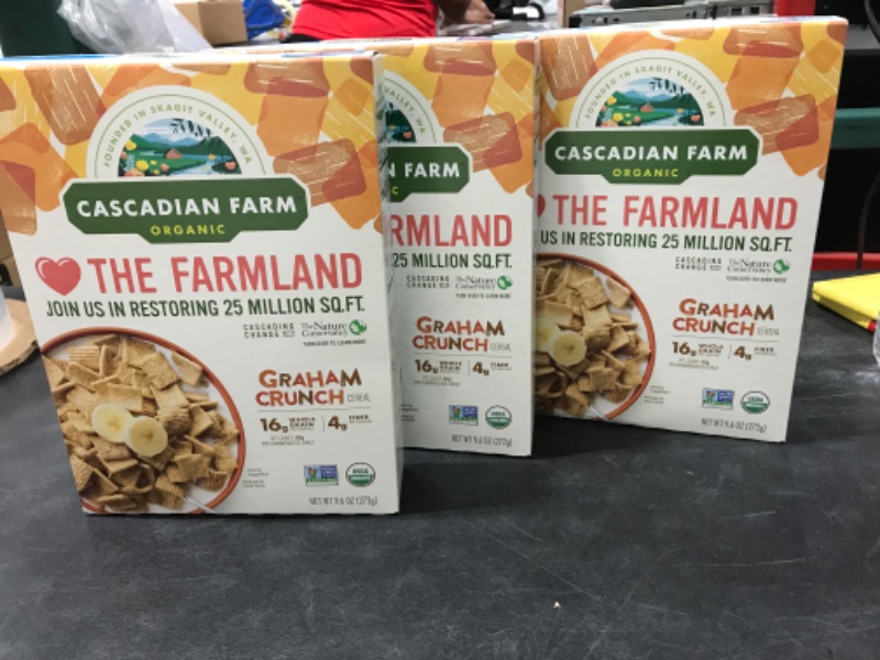 Photo 2 of 3 PACK! Cascadian Farm Organic Graham Crunch Cereal, 9.6 oz BB AUG 24 2022 
