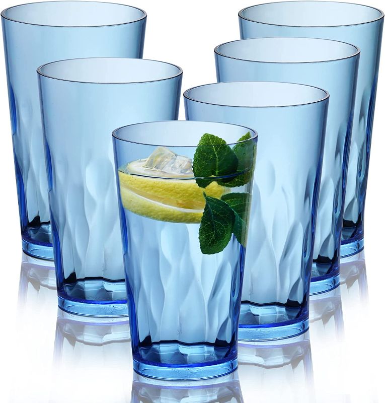 Photo 1 of  [Set of 6] unbreakable Plastic Drinking GlassesShatterproof Drinking Cups, reusable Drinking Tumblers, Plastic glass cup, Drinking cup, Dishwasher Safe (18 Ounces) 
