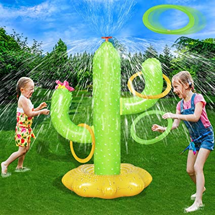 Photo 1 of Boogem Sprinkler for Kids, Inflatable Cactus Water Toys for Boys Girls, Summer Outdoor Game with 4 Rings, Backyard Water Sprinkler Spray Toy Fun Gifts for Children Ages 3 4 5 6 Years and Up
