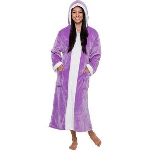 Photo 1 of Silver Lilly - Women's Plush Zip Up Sherpa Lined Hooded Robe, Size XXL