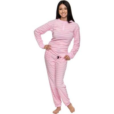 Photo 1 of Silver Lilly - Women's 2-Piece Fleece Striped Pajama Set, Pack of 2, Size XSmall