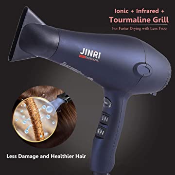 Photo 1 of Infrared Hair Dryer, Professional Salon Negative Ionic Blow Dryers for Fast Drying, Pro Ion Quiet Hairdryer with Diffuser & Concentrator & Comb (Black)
