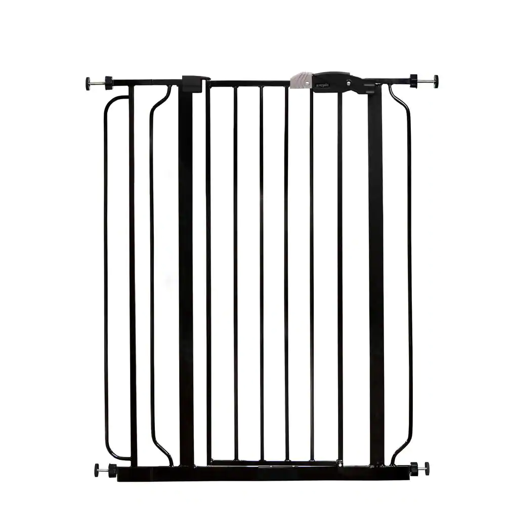 Photo 1 of 36 in. Black Metal Easy Step Extra Tall Walk-Through Gate
