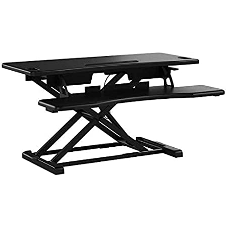 Photo 1 of TechOrbits OF-S06-2 Desk Converter-37-inch Height Adjustable, MDF Wood, Sit-to-Stand Riser-Black, 37"
