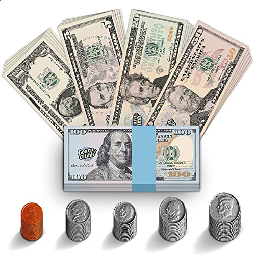 Photo 1 of 305 Piece Play Money Set for Kids – Realistic Looking Fake Bills & Coins
