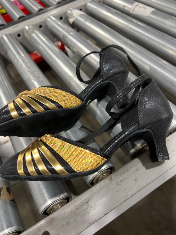 Photo 1 of Women's Black and Gold Heels, Size 38