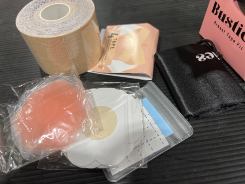 Photo 2 of Busties Athletic Tapes & Wraps, Instant Breast Lift Breast Tape for A-DD, Athletic Tape, Incl. 1 Breast Lift Tape, 4 Pairs Satin Breast Petals, 1 Pair Silicone Nipple Stickers
