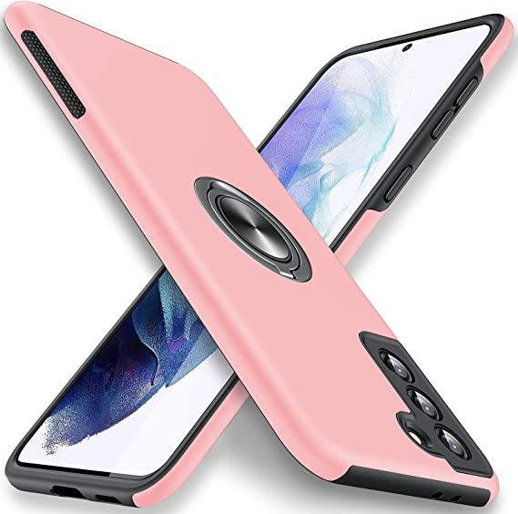 Photo 1 of JAME for Samsung Galaxy S21 Plus Case [NOT for S21 or S21 Ultra], Slim Soft Bumper Protective Case for Samsung S21 + Case, with Invisible Ring Holder Kickstand for Galaxy S21 Plus Case, Pink