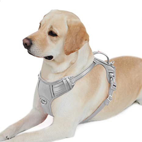 Photo 1 of BARKBAY No Pull Dog Harness Front Clip Heavy Duty Reflective Easy Control Handle for Large Dog Walking with ID tag Pocket- Size large in grey