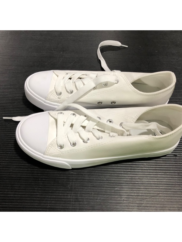 Photo 2 of hash bubbie Womens White PU Leather Sneakers Low Top Tennis Shoes in size 8