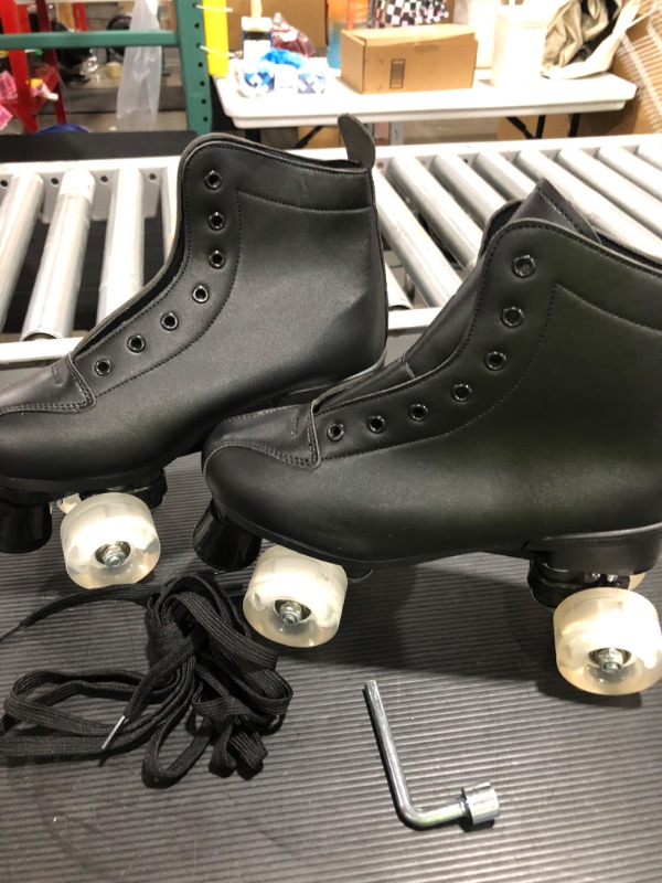 Photo 3 of  Women's  Adjustable Leather High-top Roller Skates black in size 42/us womens 9.5