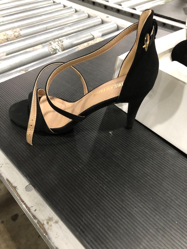 Photo 1 of DREAM PAIRS Women's Chunk Low Heel Pump Sandals in black nubuck sized 8