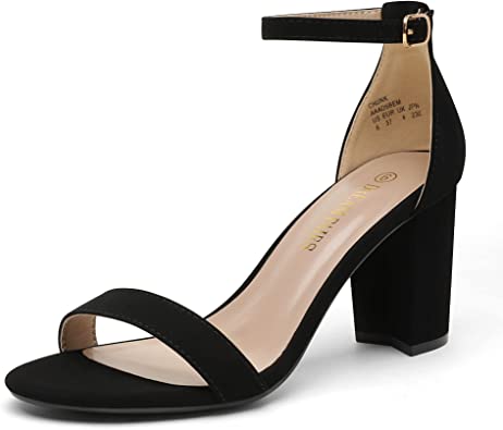 Photo 1 of DREAM PAIRS Women's Chunk Low Heel Pump Sandals in black nubuck sized 8
