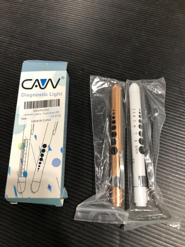 Photo 2 of CAVN Pen Light with Pupil Gauge LED Penlight for Nurses Doctors, 2 Pcs Reusable Medical Penlight for Nursing Students Rose Gold and White
