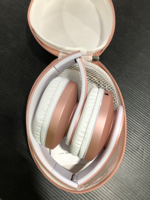 Photo 4 of Bluetooth Headphones Over-Ear, Zihnic Foldable Wireless and Wired Stereo Headset Micro SD/TF, FM for Cell Phone,PC,Soft Earmuffs &Light Weight for Prolonged Wearing(Rose Gold)