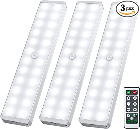 Photo 1 of 4 pieces- 24-LED Dimmer Rechargeable Motion Sensor Under Cabinet Lighting Wireless Stick-Anywhere