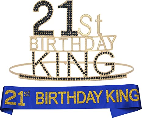 Photo 1 of 21st Birthday King Crown and Sash for Men