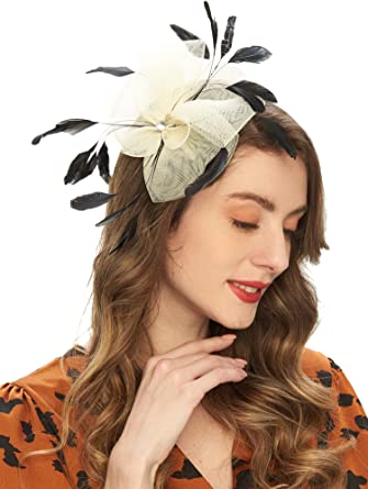 Photo 1 of  Kentucky Derby Fascinators for Women-Flower Mesh Feathers Hair Clip