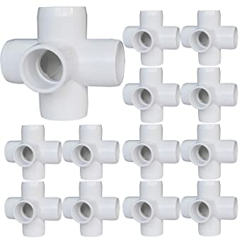 Photo 1 of 12Pack 5-Way Elbow PVC Fittings, 1/2Inch Furniture PVC Fittings, 5 Way Side Outlet Tees, PVC Corner Fittings for Building PVC Furniture Greenhouse Shed Pipe Fittings Tent Connection