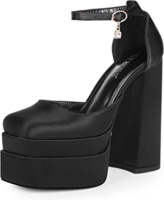 Photo 1 of WETKISS Platform Chunky Heels for Women, with Block Heel and Ankle Strap Design size 8